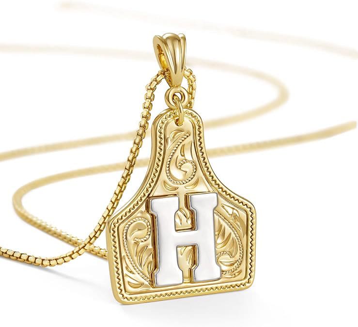 Collier pendentif lettre dorée en relief à la mode - H - image 10