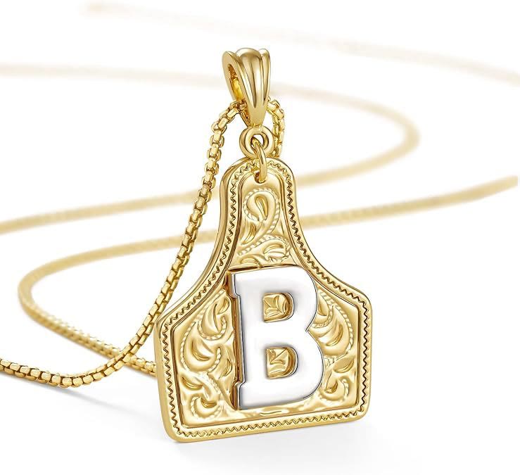 Collier pendentif lettre dorée en relief à la mode - B - image 4