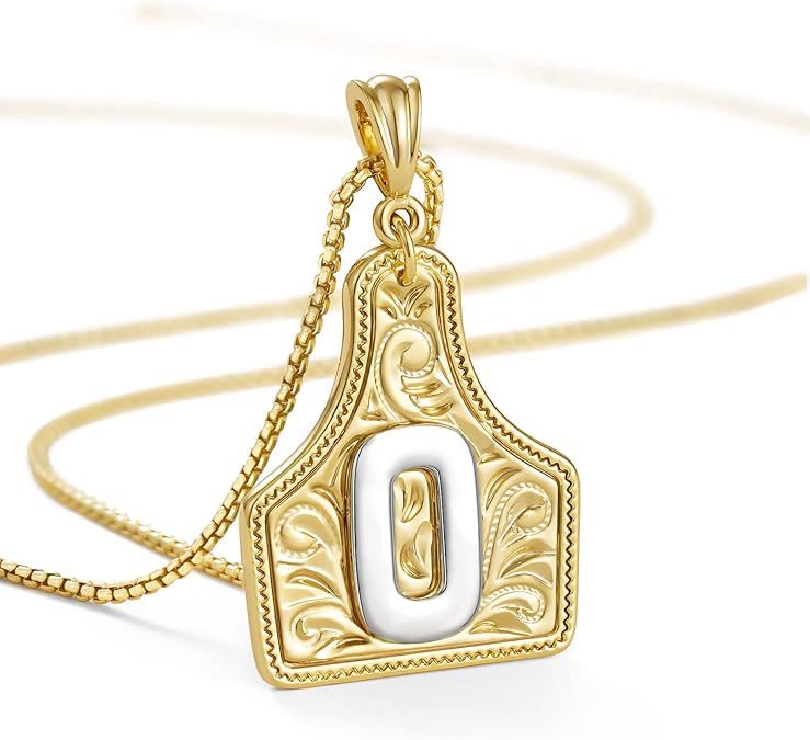 Collier pendentif lettre dorée en relief à la mode - O - image 17