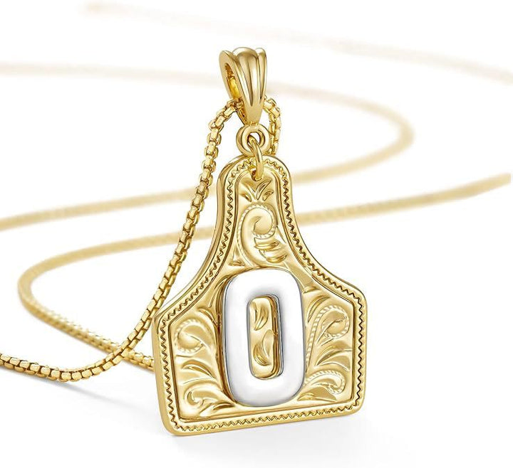 Collier pendentif lettre dorée en relief à la mode - O - image 17