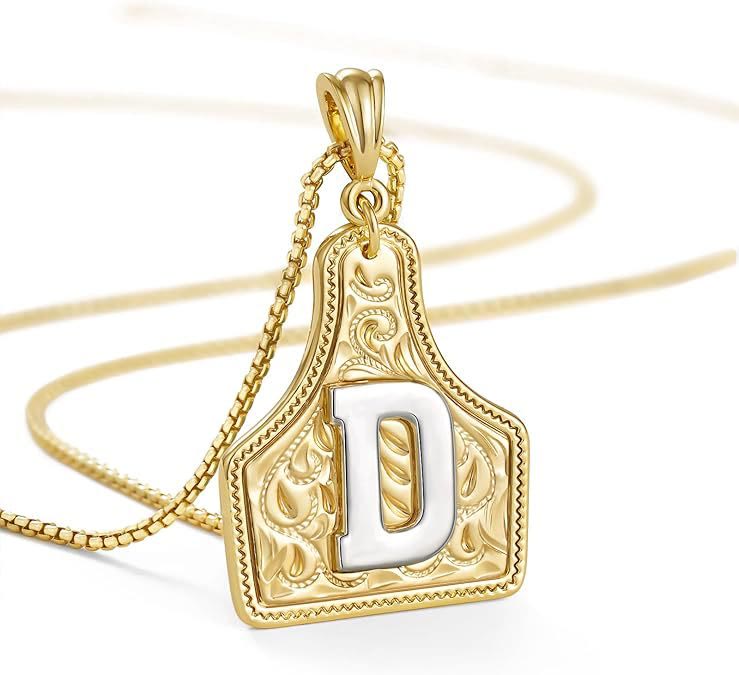Collier pendentif lettre dorée en relief à la mode - D - image 6