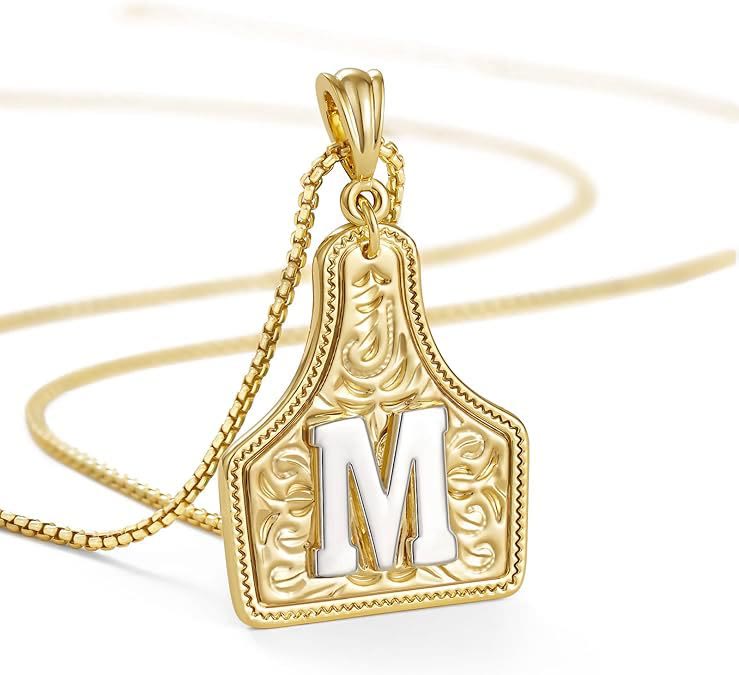 Collier pendentif lettre dorée en relief à la mode - M - image 15