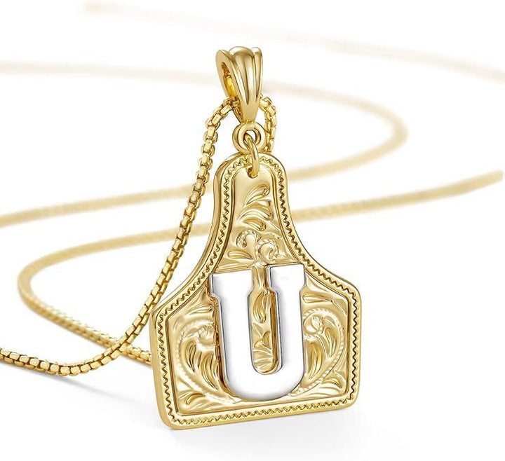 Collier pendentif lettre dorée en relief à la mode - Tu - image 23