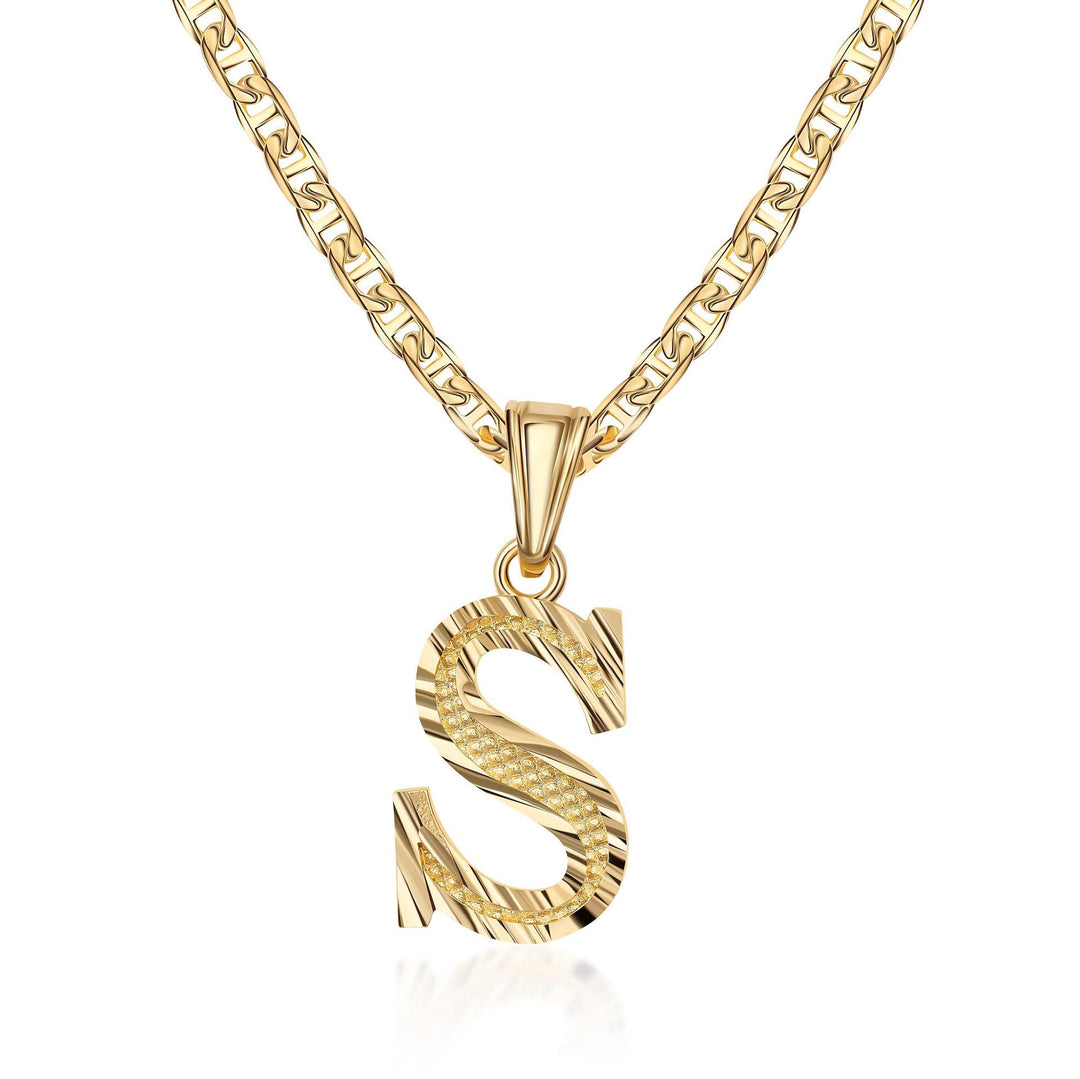 Collier pendentif lettre dorée simple et noble - S - image 0