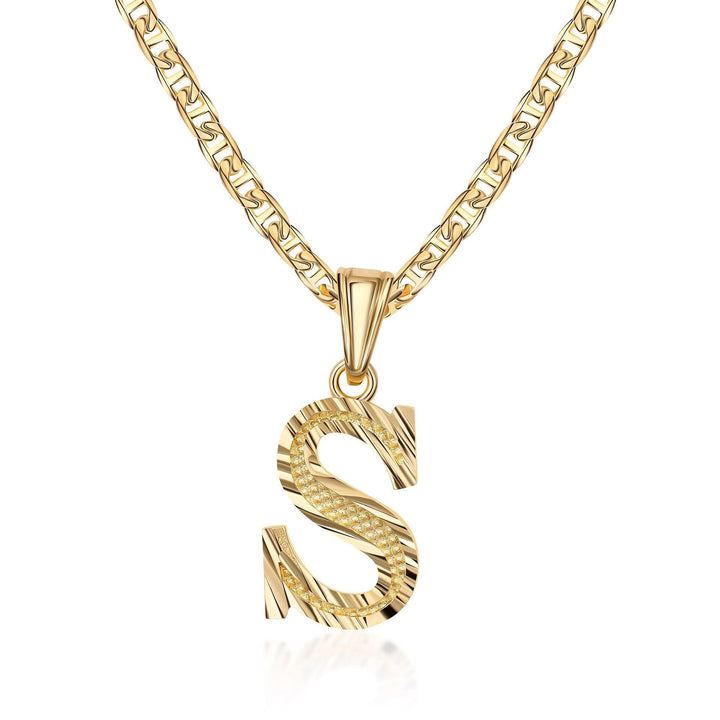 Collier pendentif lettre dorée simple et noble - S - image 0