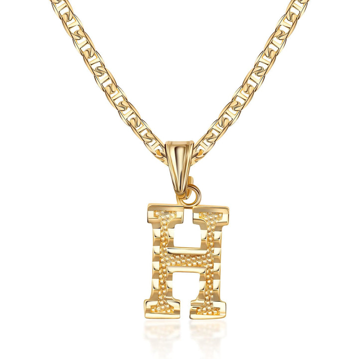 Collier pendentif lettre dorée simple et noble - H - image 9