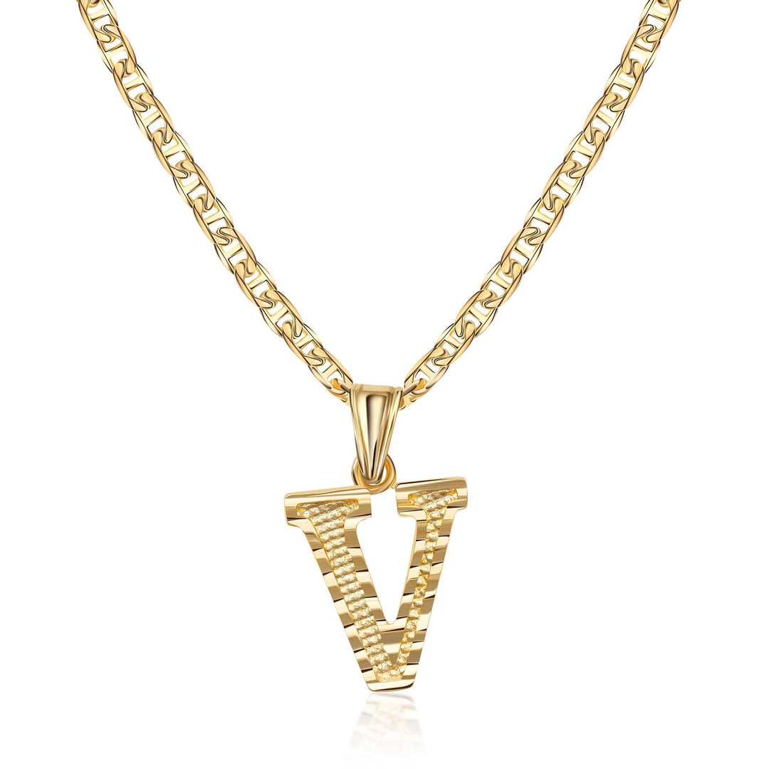 Collier pendentif lettre dorée simple et noble - V - image 22