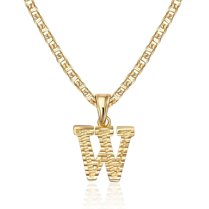Collier pendentif lettre dorée simple et noble - W - image 23