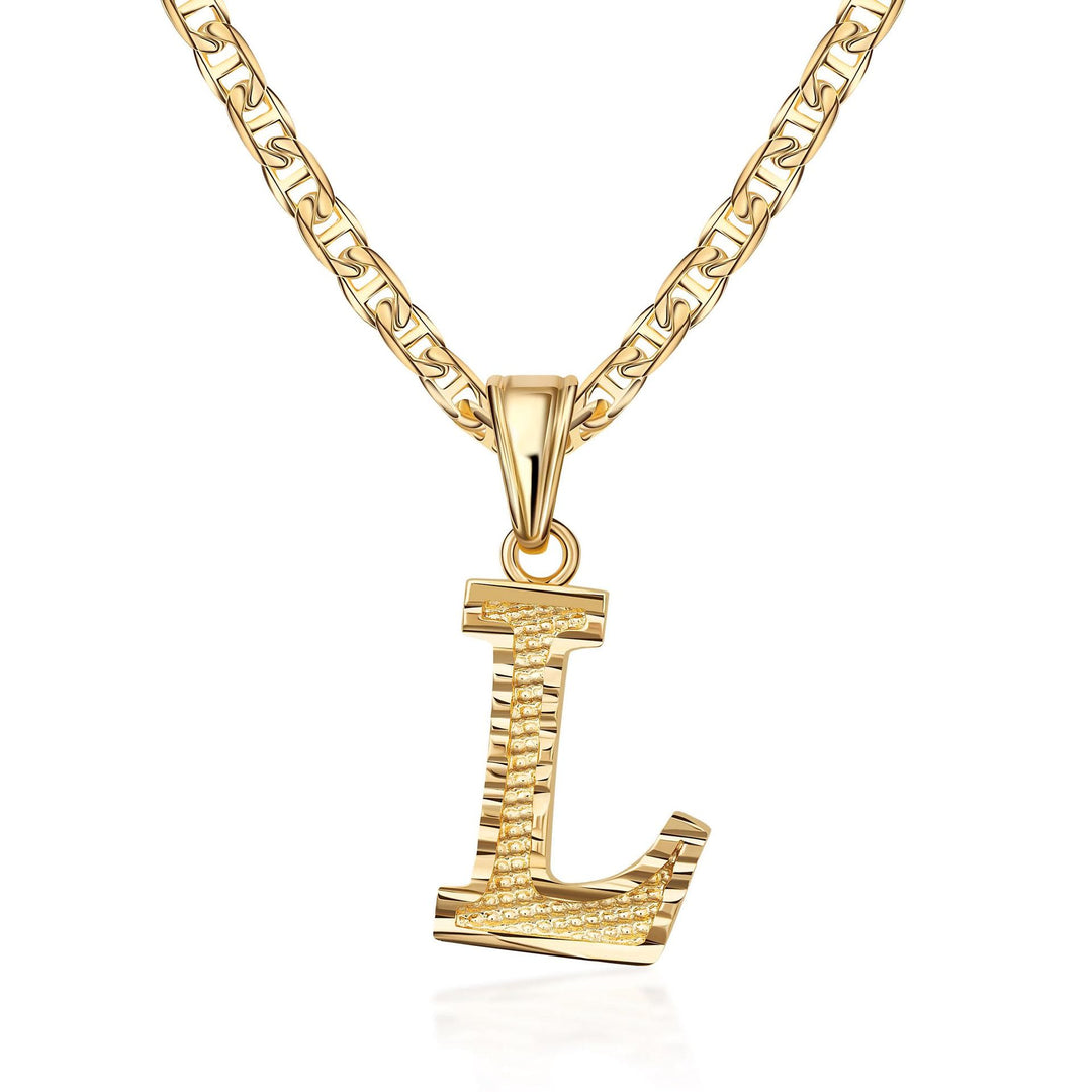 Collier pendentif lettre dorée simple et noble - L - image 13