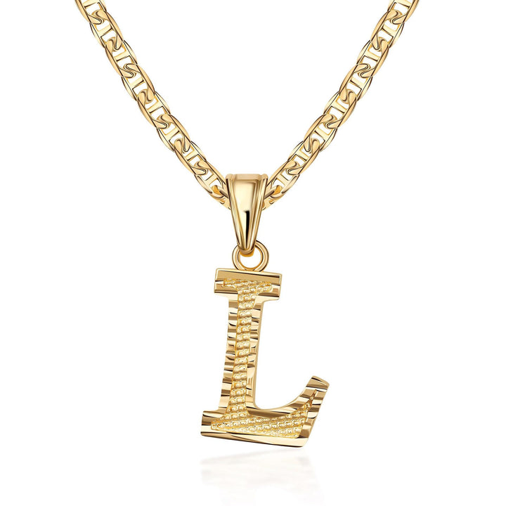 Collier pendentif lettre dorée simple et noble - L - image 13