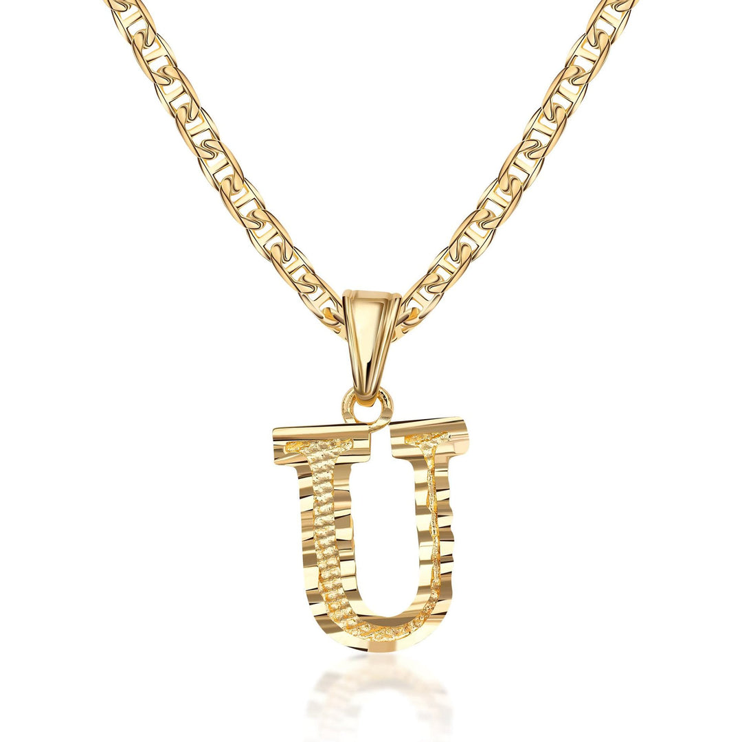 Collier pendentif lettre dorée simple et noble - Tu - image 21