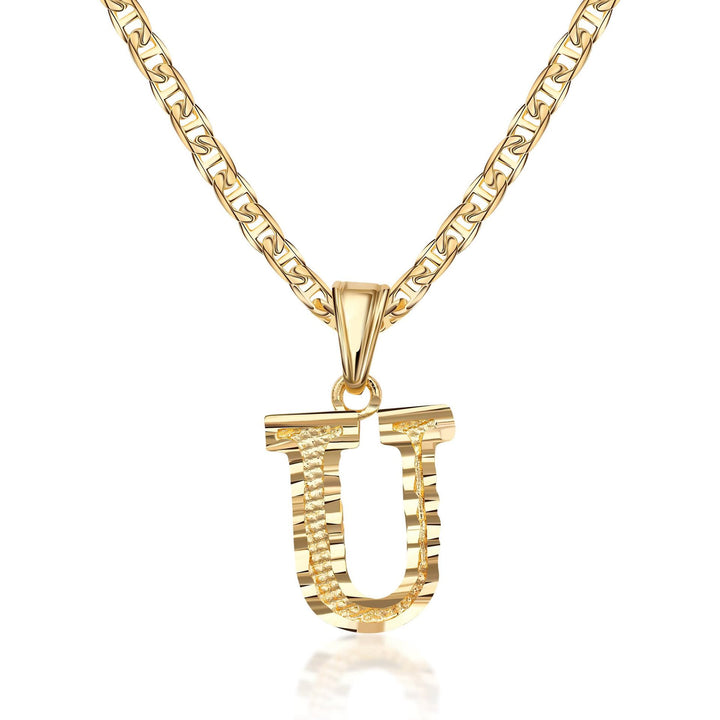 Collier pendentif lettre dorée simple et noble - Tu - image 21