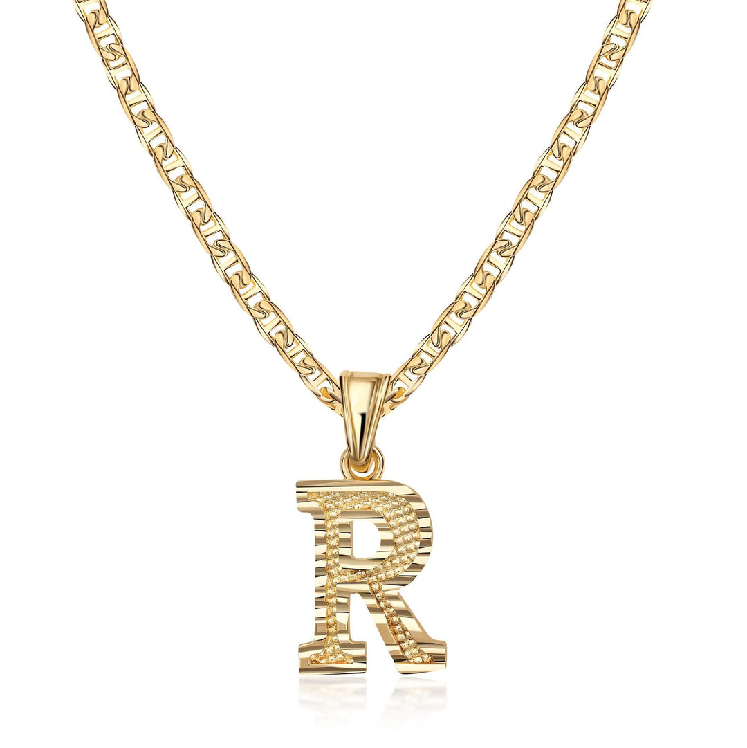 Collier pendentif lettre dorée simple et noble - R - image 19