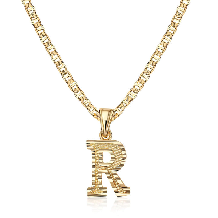 Collier pendentif lettre dorée simple et noble - R - image 19