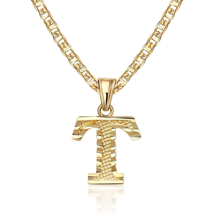 Collier pendentif lettre dorée simple et noble - T - image 20