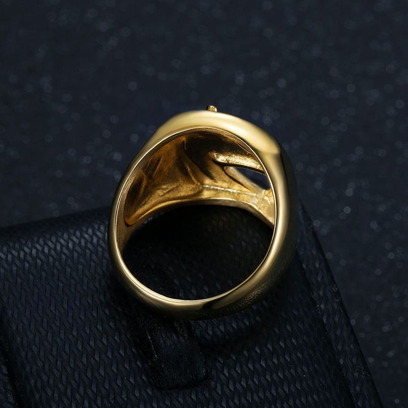 Bague personnalisée tête de cheval dorée style western - image 2