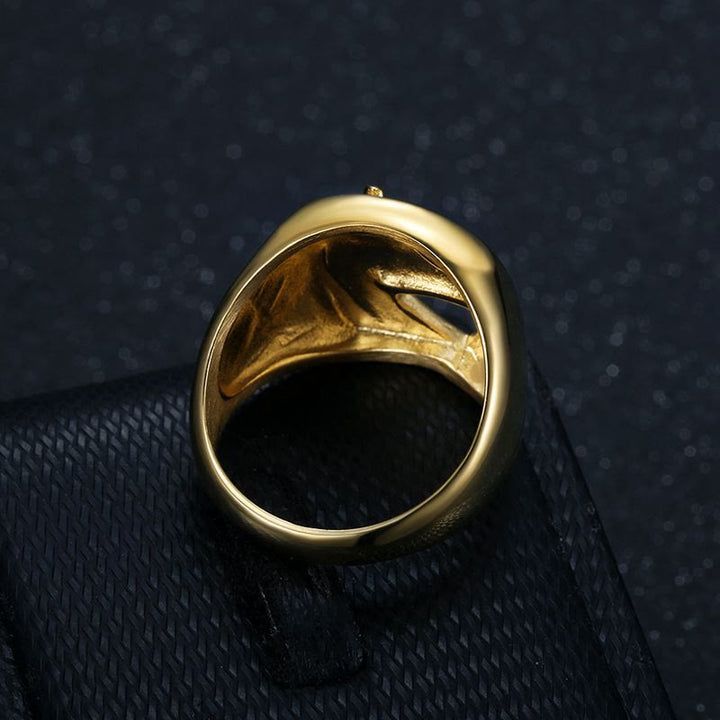 Bague personnalisée tête de cheval dorée style western - image 2