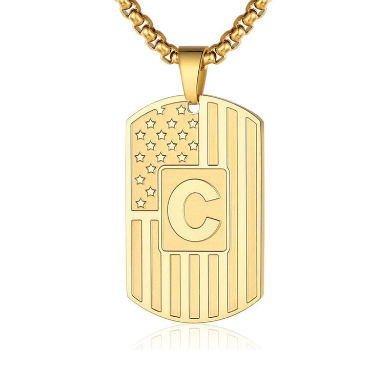 Collier personnalisé avec plaque d'identité pour chien et lettre du drapeau américain - image 2