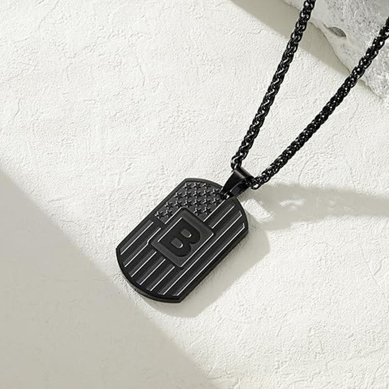 Collier personnalisé avec plaque d'identité pour chien et lettre du drapeau américain - image 2
