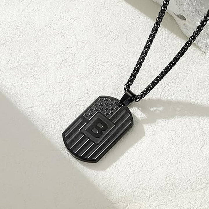 Collier personnalisé avec plaque d'identité pour chien et lettre du drapeau américain - image 2
