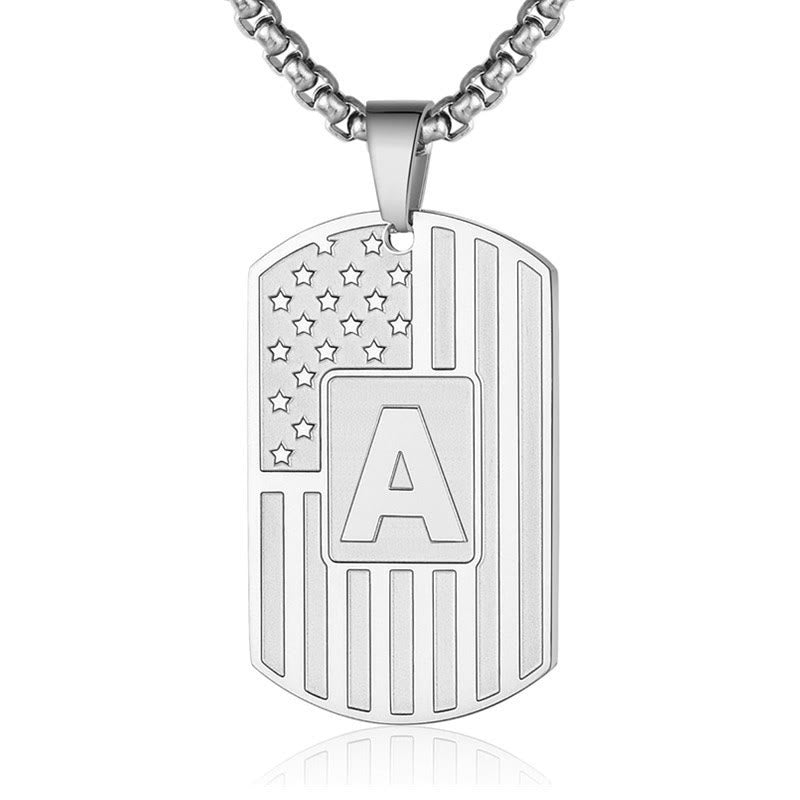 Collier personnalisé avec plaque d'identité pour chien et lettre du drapeau américain - image 1