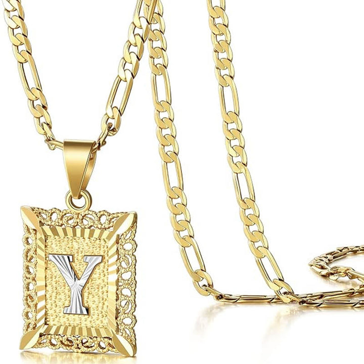 Collier doré exquis avec lettres creuses carrées - Oui - image 28