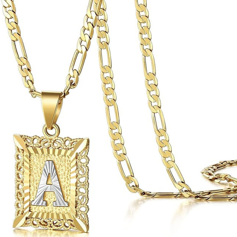 Collier doré exquis avec lettres creuses carrées - UN - image 2
