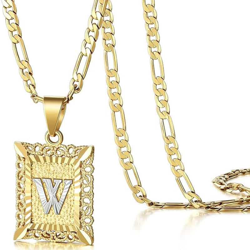 Collier doré exquis avec lettres creuses carrées - W - image 26