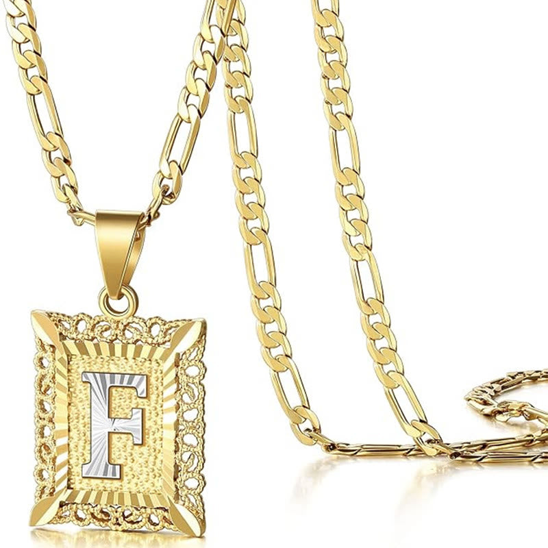 Collier doré exquis avec lettres creuses carrées - F - image 9