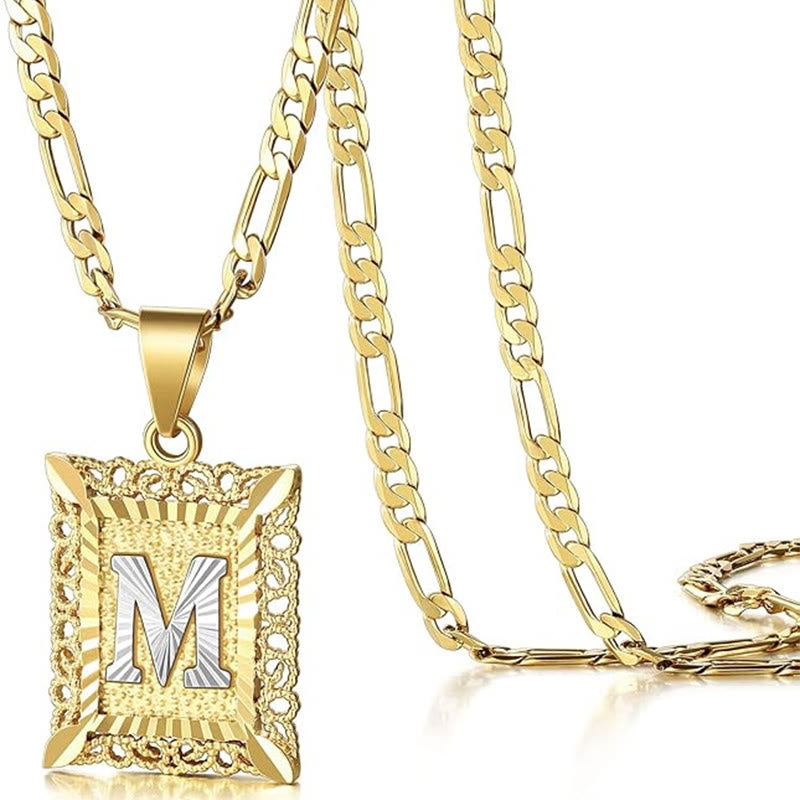 Collier doré exquis avec lettres creuses carrées - M - image 16