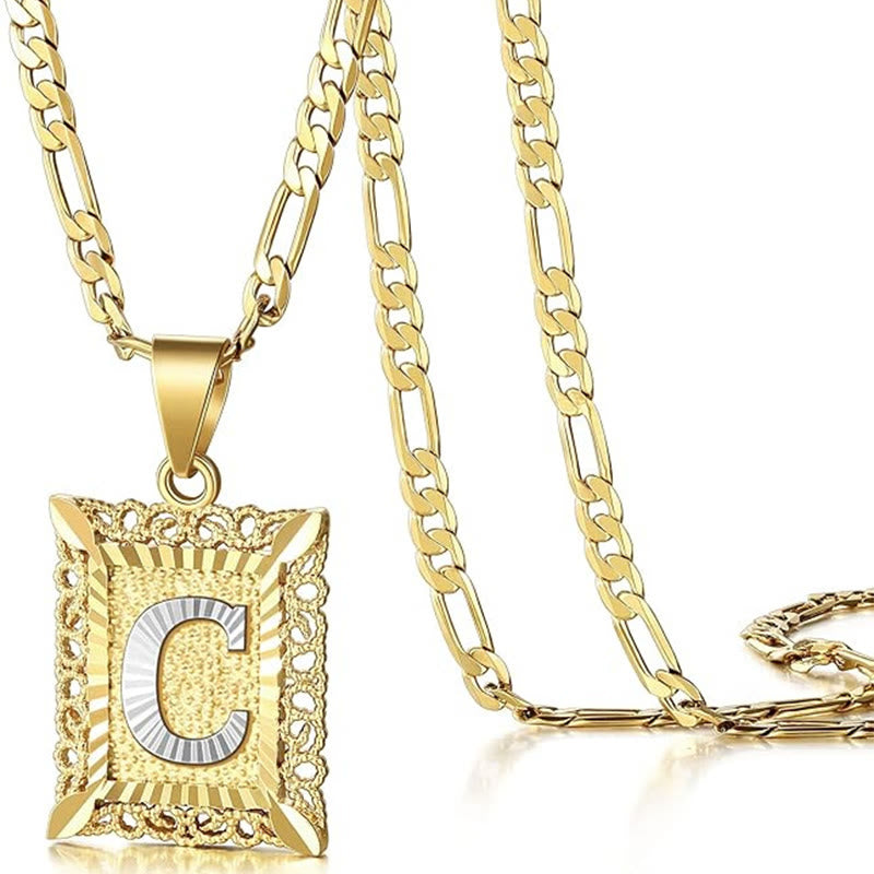Collier doré exquis avec lettres creuses carrées - C - image 6