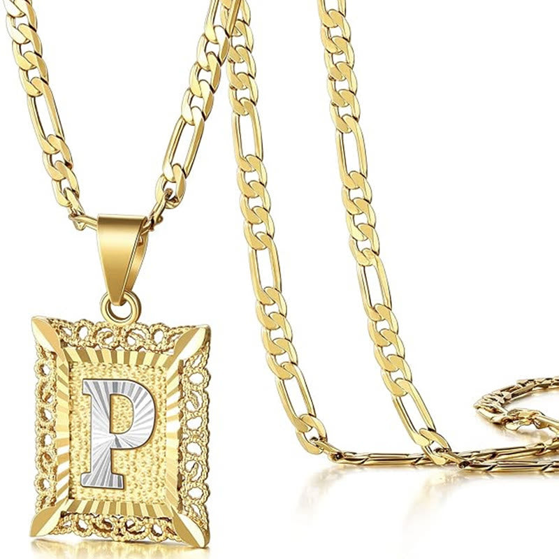 Collier doré exquis avec lettres creuses carrées - P - image 19