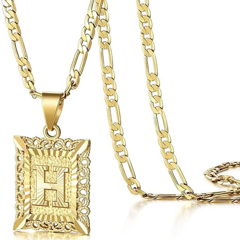 Collier doré exquis avec lettres creuses carrées - H - image 11