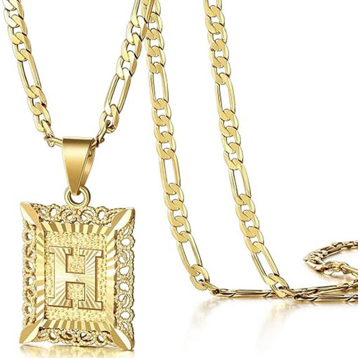 Collier doré exquis avec lettres creuses carrées - H - image 11