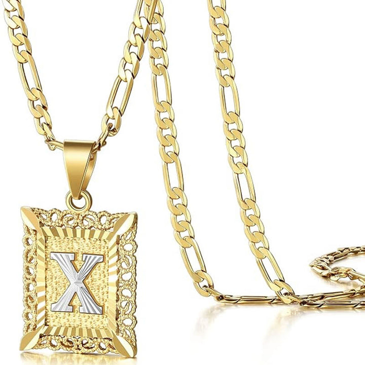 Collier doré exquis avec lettres creuses carrées - X - image 27