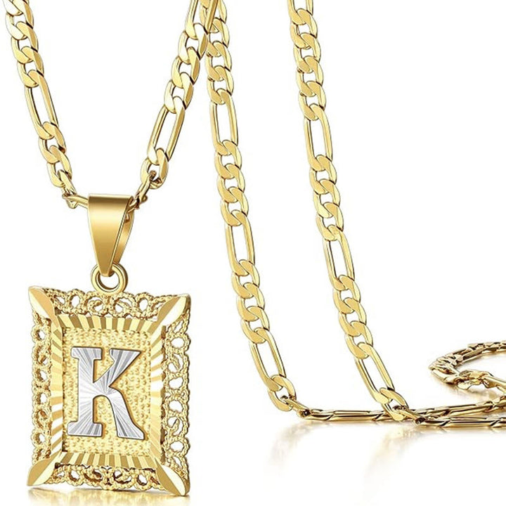Collier doré exquis avec lettres creuses carrées - K - image 14