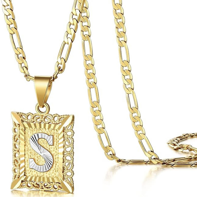 Collier doré exquis avec lettres creuses carrées - S - image 22