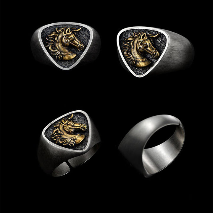 Bague tête de cheval 3D exquise de style occidental vintage - image 5