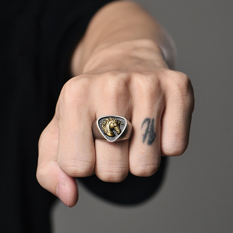 Bague tête de cheval 3D exquise de style occidental vintage - image 1