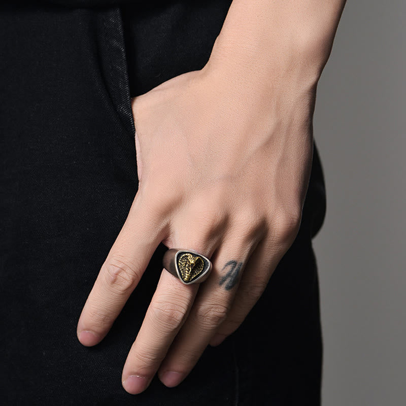 Bague tête de serpent féroce de style rétro occidental - image 1