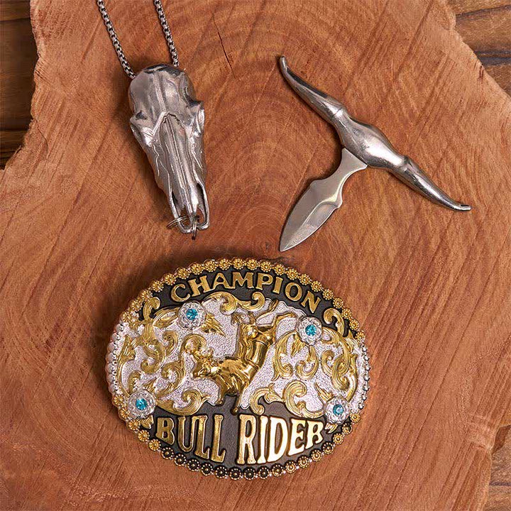 Ensemble de boucles de ceinture Golden DIY Bull Rider avec pendentif Longhorn Bull - image 2