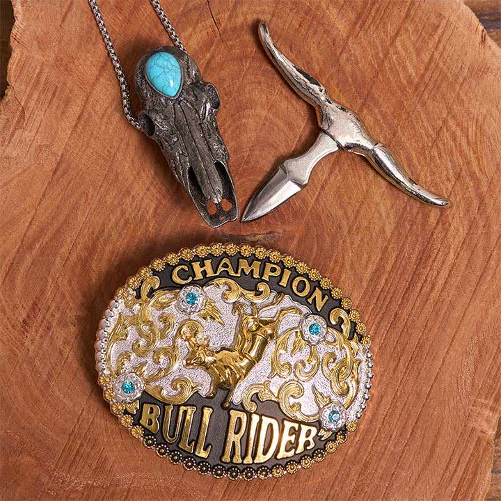 Boucle de ceinture DIY Bull Rider, pendentif taureau Longhorn turquoise, ensemble - image 2