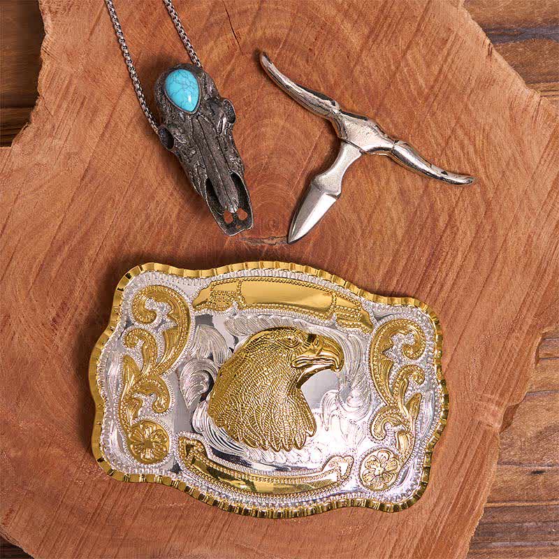 Ensemble de pendentifs de taureau à longues cornes turquoise avec boucle de ceinture à faire soi-même et tête d'aigle - image 2