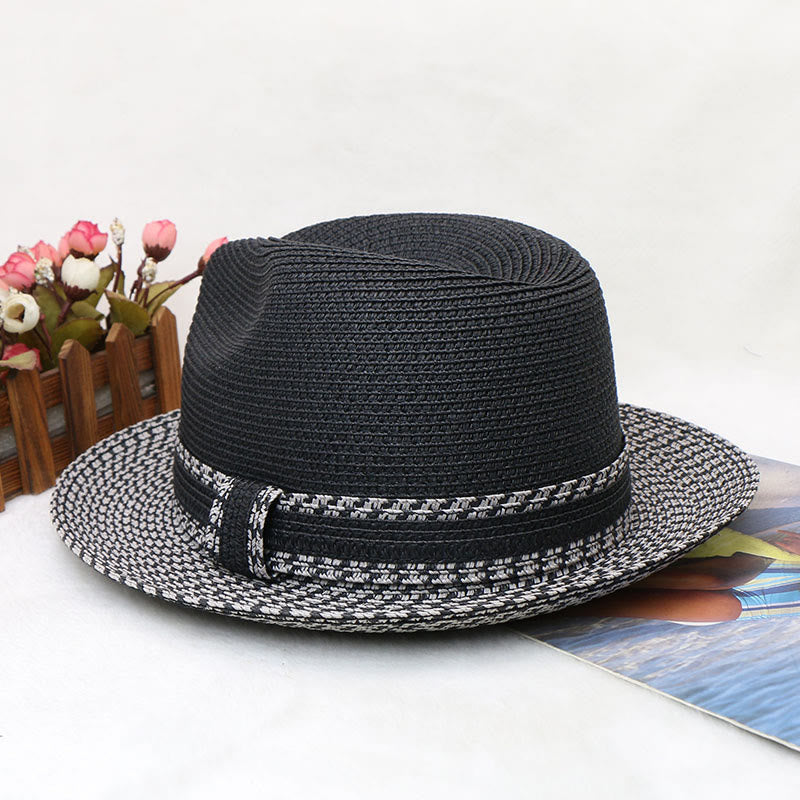 Chapeau de cowboy tissé pour homme avec motif à blocs de couleurs - image 1