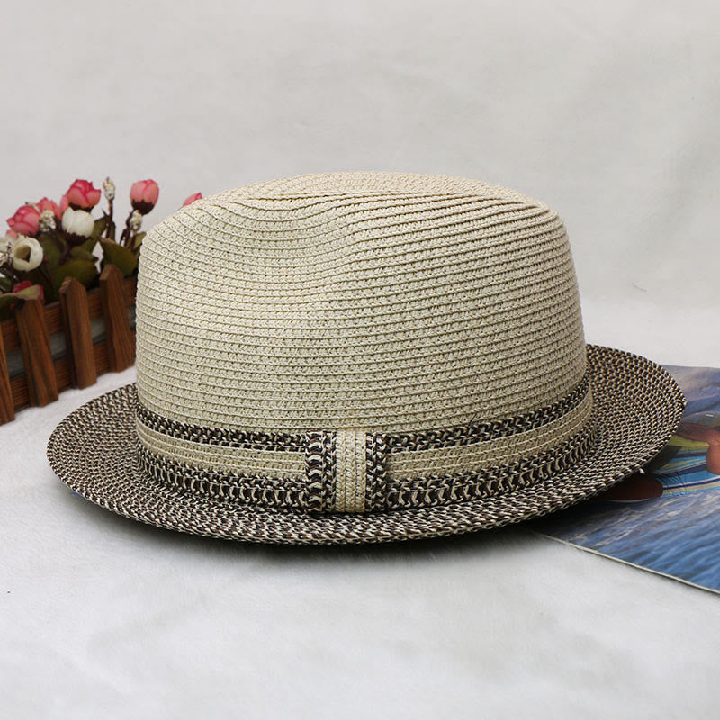 Chapeau de cowboy tissé pour homme avec motif à blocs de couleurs - image 6