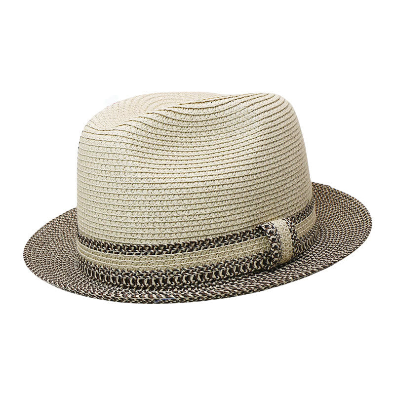 Chapeau de cowboy tissé pour homme avec motif à blocs de couleurs - Beige - Réglable (21 5/8"-22 7/8") - image 4