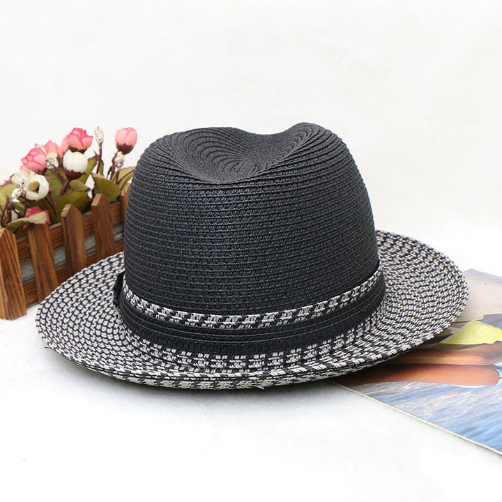 Chapeau de cowboy tissé pour homme avec motif à blocs de couleurs - image 3