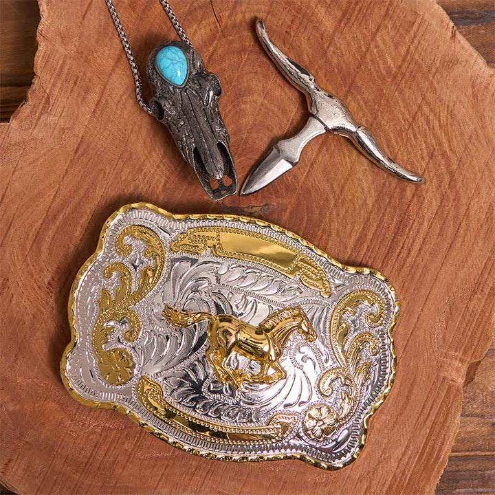 Boucle de ceinture dorée à faire soi-même, pendentif taureau Longhorn turquoise, ensemble - image 2