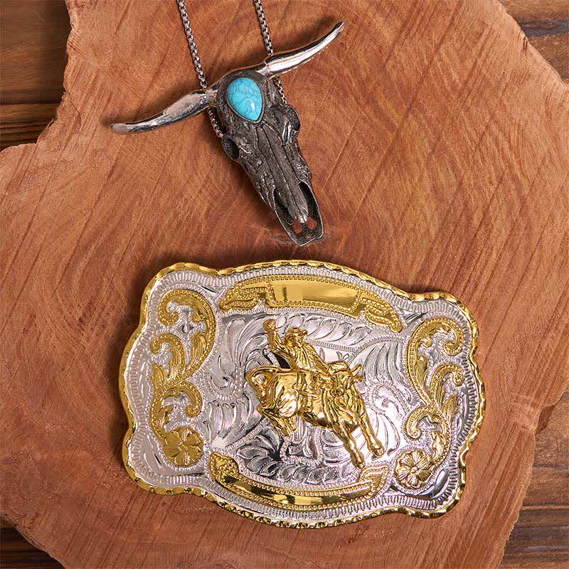 Ensemble de boucles de ceinture et pendentifs turquoise Longhorn à faire soi-même pour l'équitation - Équitation - Sans ceinture - Ceinture non incluse - image 1