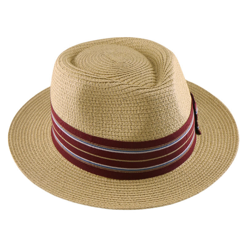 Chapeau de cowboy tissé pour homme avec nœud à rayures colorées - image 11